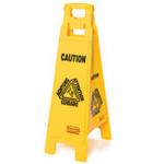 View: 6114 Floor Sign with Multi-Lingual "Caution" Imprint, 4-Sided 